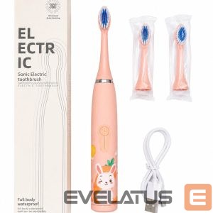 Dantų šepetėlis iLike  Kids Rechargeable Sonic Electric Toothbrush, USB Charging, 3 Brush Heads (1+2 Replacement Heads), Soft Bristles, Waterproof, Bunny Design, Pink Pink