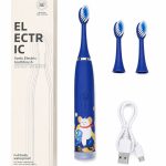 Dantų šepetėlis iLike  Kids Rechargeable Sonic Electric Toothbrush, USB Charging, 3 Brush Heads (1+2 Replacement Heads), Soft Bristles, Waterproof, Blue Bear Design Blue