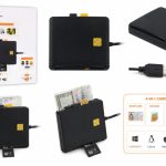 Adapteris iLike  4-in-1 USB Smart Card Reader with SIM, SD & Micro SD Support, CAC Reader for ID Cards, Bank Cards, eID and Memory Cards Black