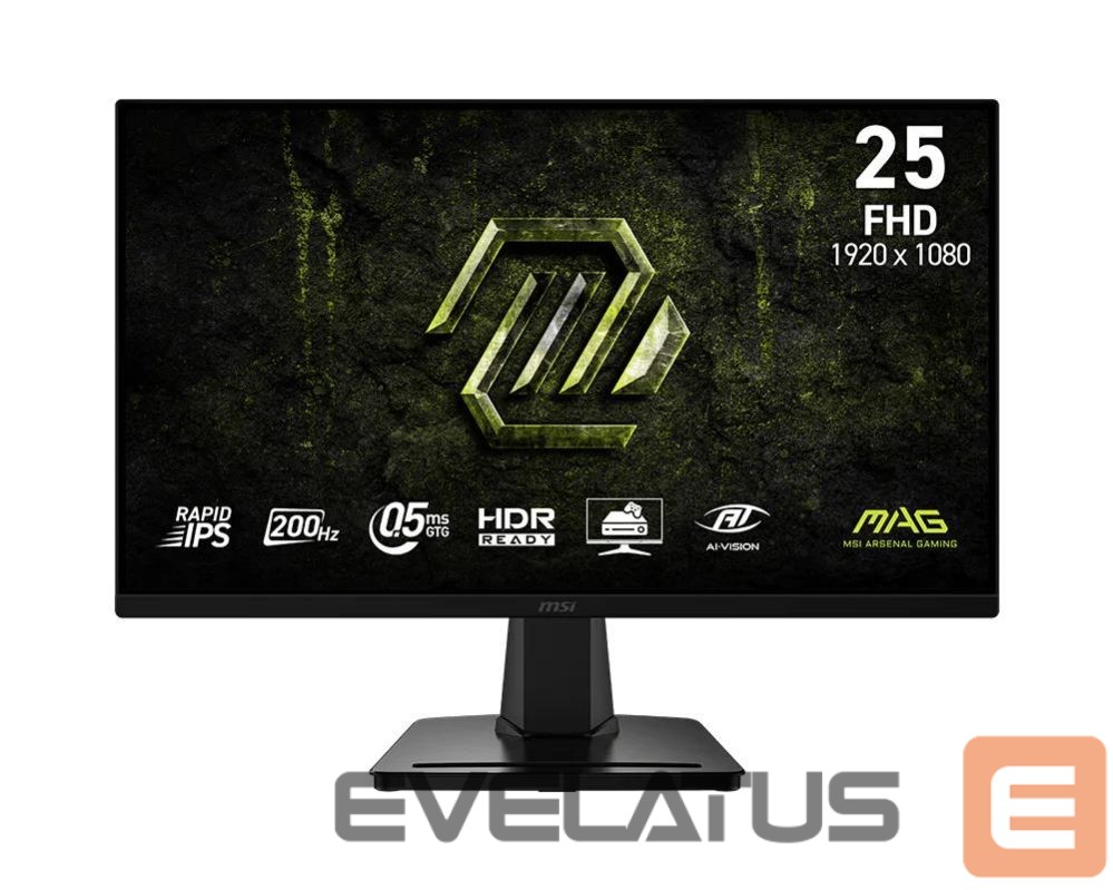 Monitoriai MSI LCD Monitor||24.5 "|1920 x 1080 pixels|Full HD|Native aspect ratio 16:9|LCD|Flat|MAG256FE20