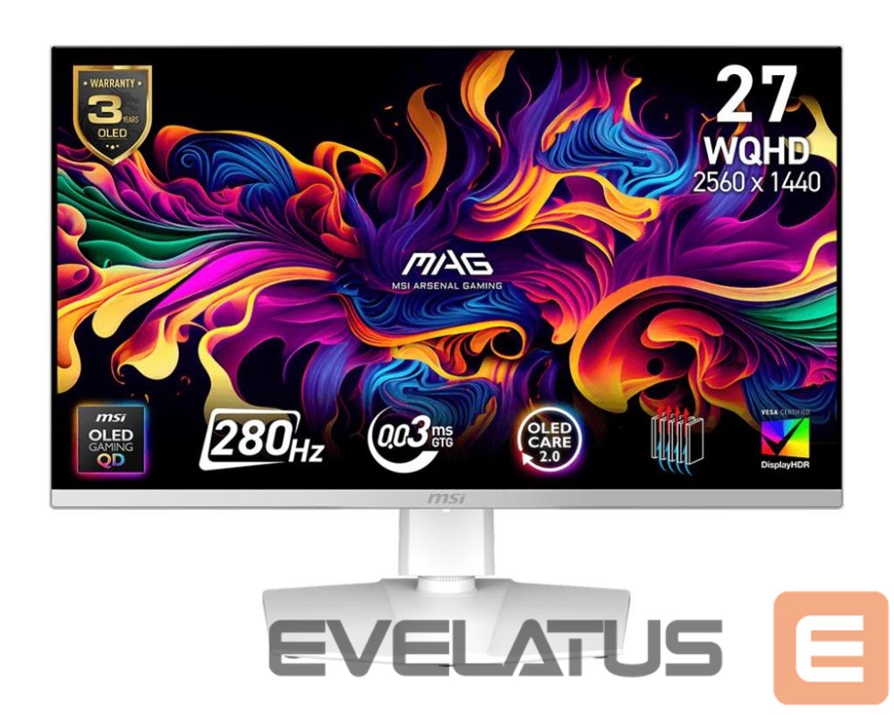 Monitoriai MSI Monitor||26.5 "|2560 x 1440 pixels|Wide Quad HD|Native aspect ratio 16:9|QD-OLED|Flat|MAG272QPWQD-OLEDX28