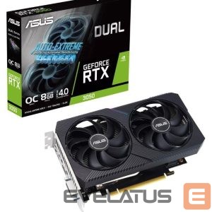 Vaizdo plokštės / Vaizdo plokštės Asus  Graphics Card||NVIDIA GeForce RTX 3050|8 GB|GDDR6|128 bit|PCIE 4.0 16x|Dual Slot Fansink|1xDVI-D|1xHDMI|1xDisplayPort|DUAL-RTX3050-O8G-V2 
