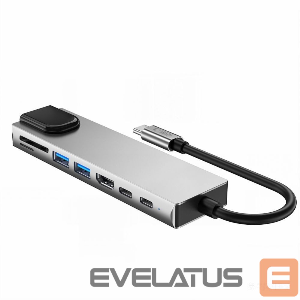 Kitos prekės Tech-Protect Tech-Protect HB09 USB hub 8in1 TYPE-C + USB-A 3.0 + USB-C 3.0 + HDMI 4K 60HZ + SD/TF + PD100W + RJ45 1000 MB/S - gray