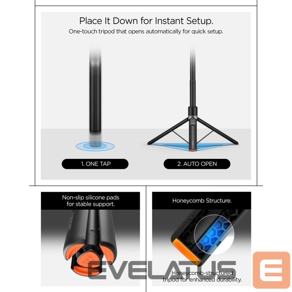 Kitos prekės Spigen Spigen S582W Bluetooth Selfie Stick - Black