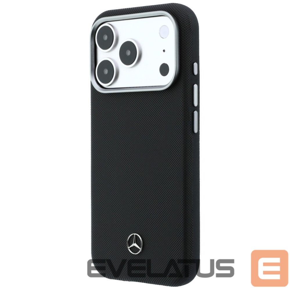 Kitos prekės Mercedes-Benz Mercedes Leather Semi Wrap Grill Pattern MagSafe Case for iPhone 17 Pro - Black