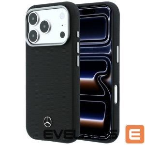 Kitos prekės Mercedes-Benz  Mercedes Leather Semi Wrap Wood Effect MagSafe Case for iPhone 17 Pro Max - Black 