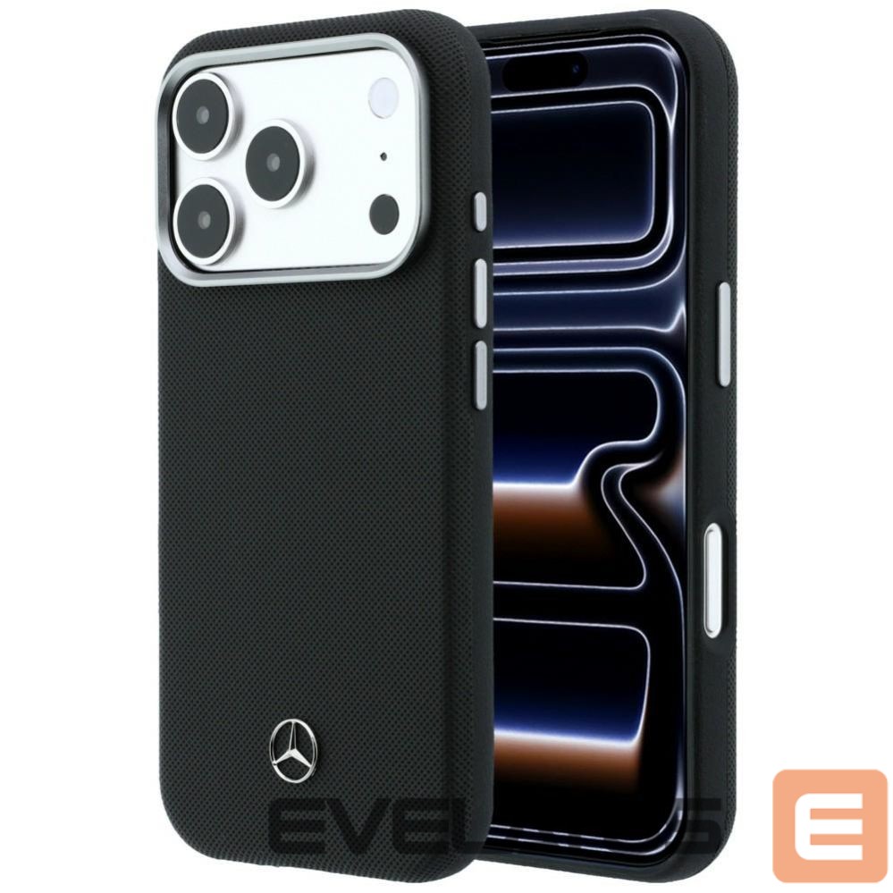 Kitos prekės Mercedes-Benz Mercedes Leather Semi Wrap Wood Effect MagSafe Case for iPhone 17 Pro Max - Black