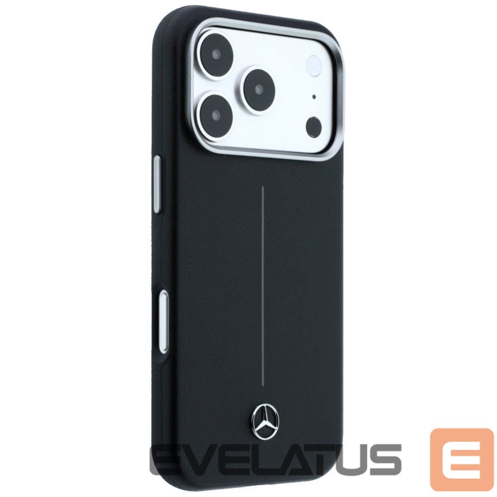 Kitos prekės Mercedes-Benz Mercedes Leather Semi Wrap Iconic Line MagSafe Case for iPhone 17 Pro Max - Black