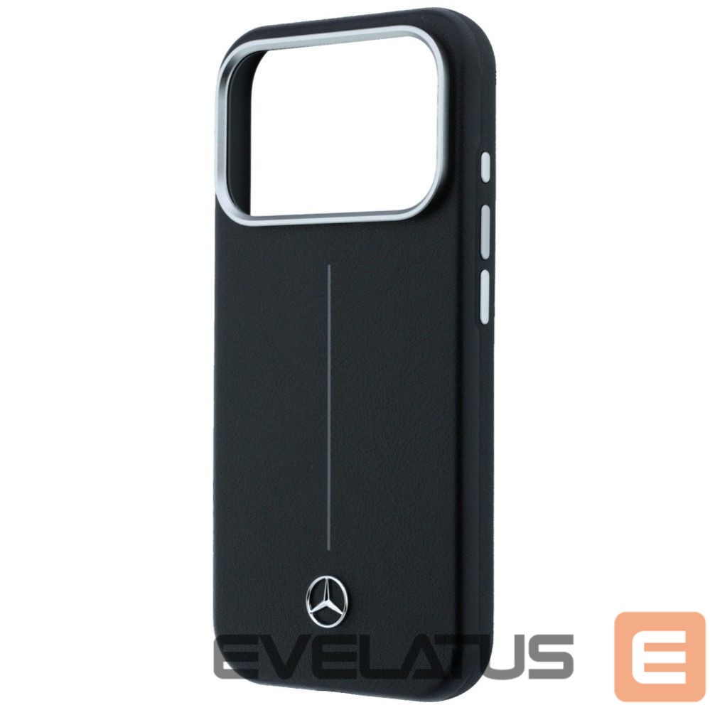 Kitos prekės Mercedes-Benz Mercedes Leather Semi Wrap Iconic Line MagSafe Case for iPhone 17 Pro Max - Black