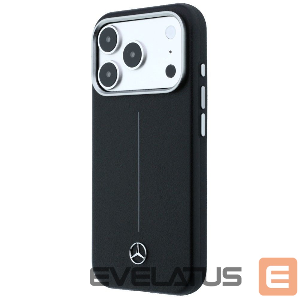 Kitos prekės Mercedes-Benz Mercedes Leather Semi Wrap Iconic Line MagSafe Case for iPhone 17 Pro Max - Black