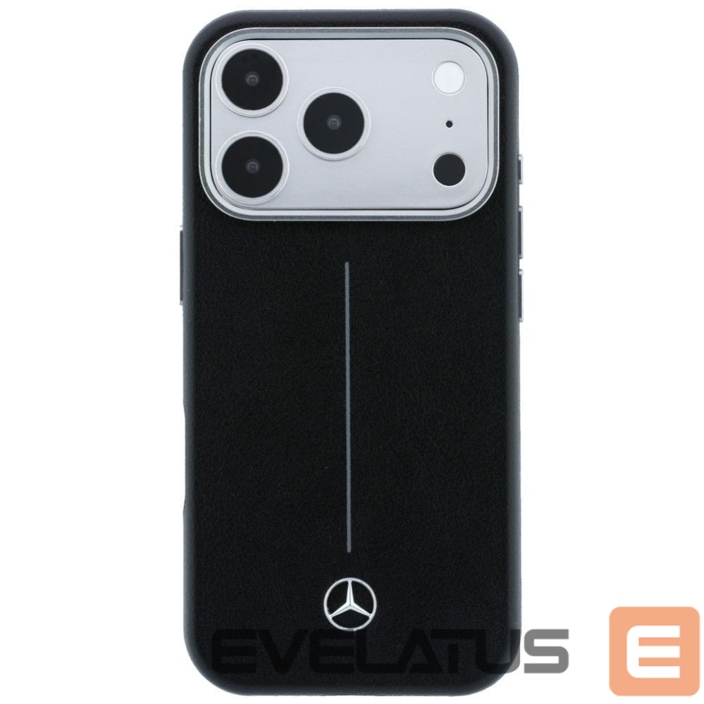 Kitos prekės Mercedes-Benz Mercedes Leather Semi Wrap Iconic Line MagSafe Case for iPhone 17 Pro Max - Black