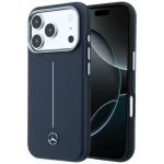 Kitos prekės Mercedes-Benz  Mercedes Leather Semi Wrap Iconic Line MagSafe Case for iPhone 17 Pro Max - Navy Blue 