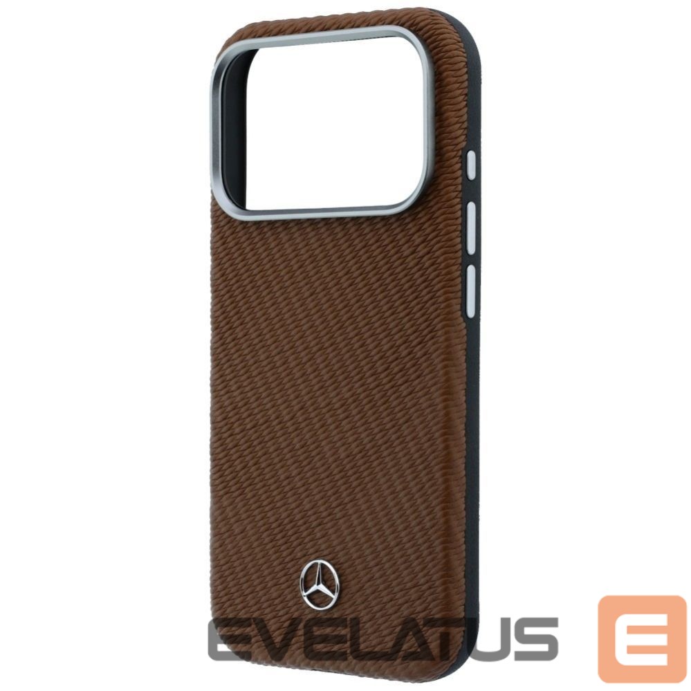 Kitos prekės Mercedes-Benz Mercedes Leather Semi Wrap Wood Effect MagSafe case for iPhone 17 Pro - brown