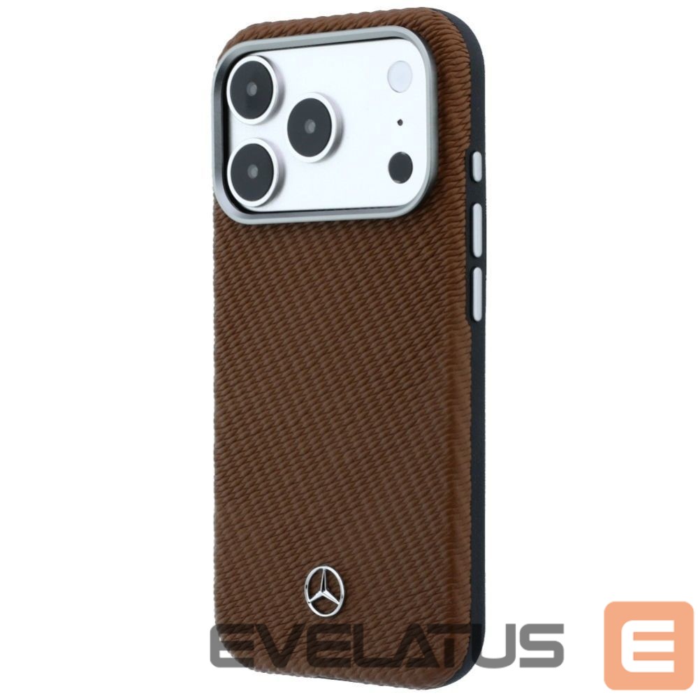 Kitos prekės Mercedes-Benz Mercedes Leather Semi Wrap Wood Effect MagSafe case for iPhone 17 Pro - brown