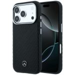 Kitos prekės Mercedes-Benz  Mercedes Leather Semi Wrap Wood Effect MagSafe Case for iPhone 17 Pro - Black 