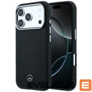 Kitos prekės Mercedes-Benz  Mercedes Leather Semi Wrap Wood Effect MagSafe Case for iPhone 17 Pro - Black 