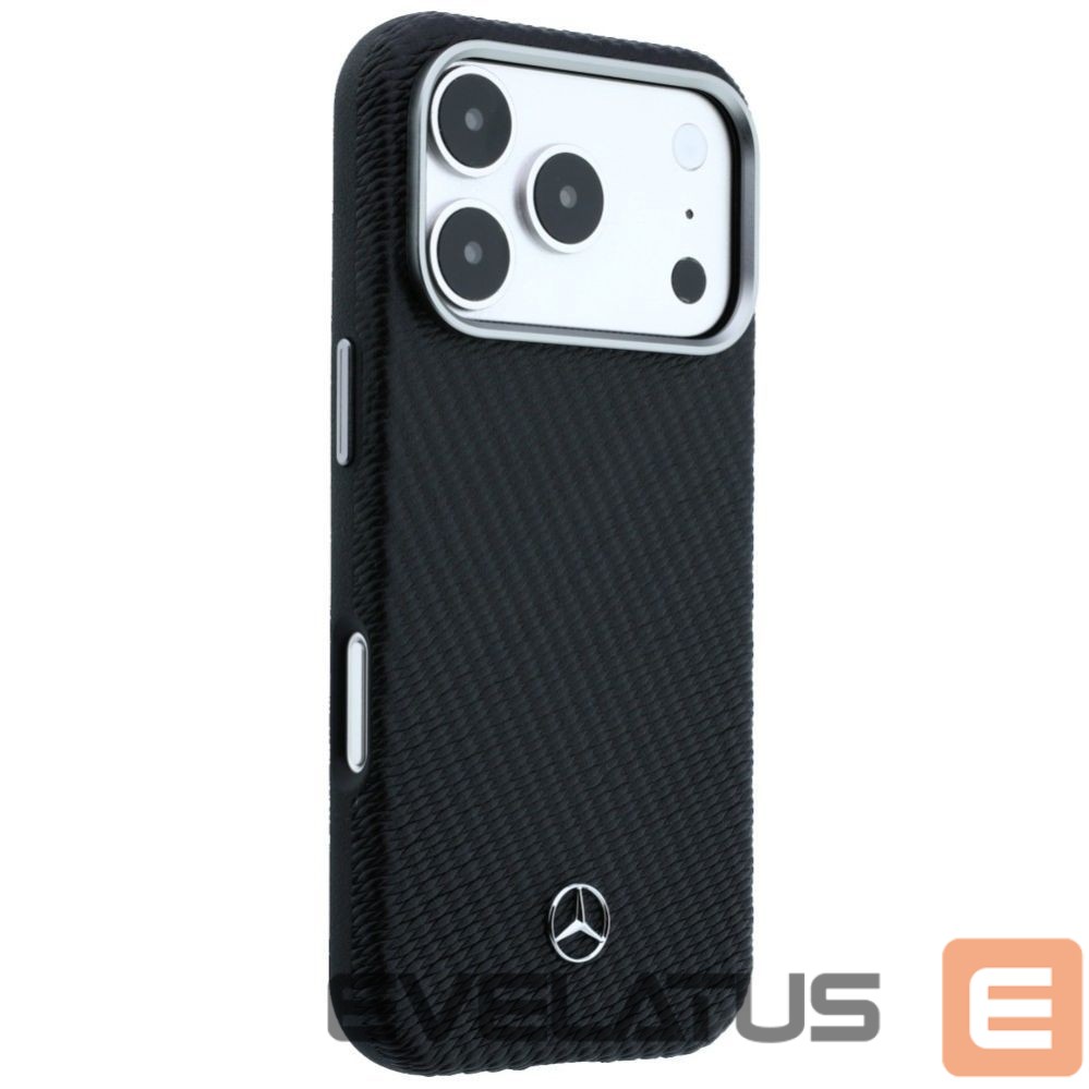 Kitos prekės Mercedes-Benz Mercedes Leather Semi Wrap Wood Effect MagSafe Case for iPhone 17 Pro - Black