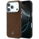 Kitos prekės Mercedes-Benz  Mercedes Leather Semi Wrap Wood Effect MagSafe Case for iPhone 17 Pro Max - Brown 
