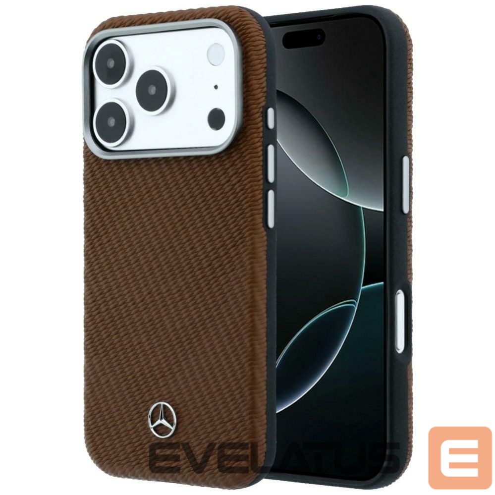 Kitos prekės Mercedes-Benz Mercedes Leather Semi Wrap Wood Effect MagSafe Case for iPhone 17 Pro Max - Brown