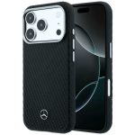 Kitos prekės Mercedes-Benz  Mercedes Leather Semi Wrap Wood Effect MagSafe Case for iPhone 17 Pro Max - Black 