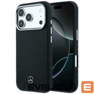 Kitos prekės Mercedes-Benz  Mercedes Leather Semi Wrap Wood Effect MagSafe Case for iPhone 17 Pro Max - Black 