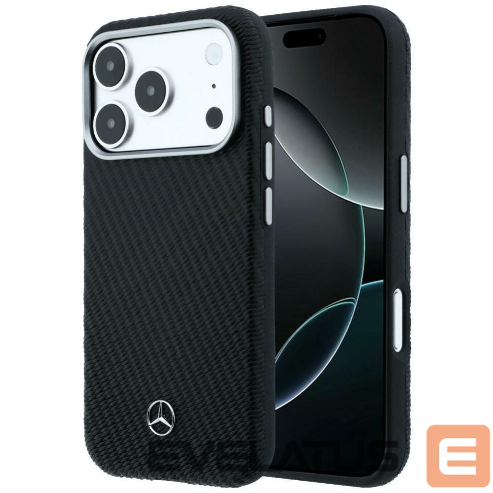 Kitos prekės Mercedes-Benz Mercedes Leather Semi Wrap Wood Effect MagSafe Case for iPhone 17 Pro Max - Black