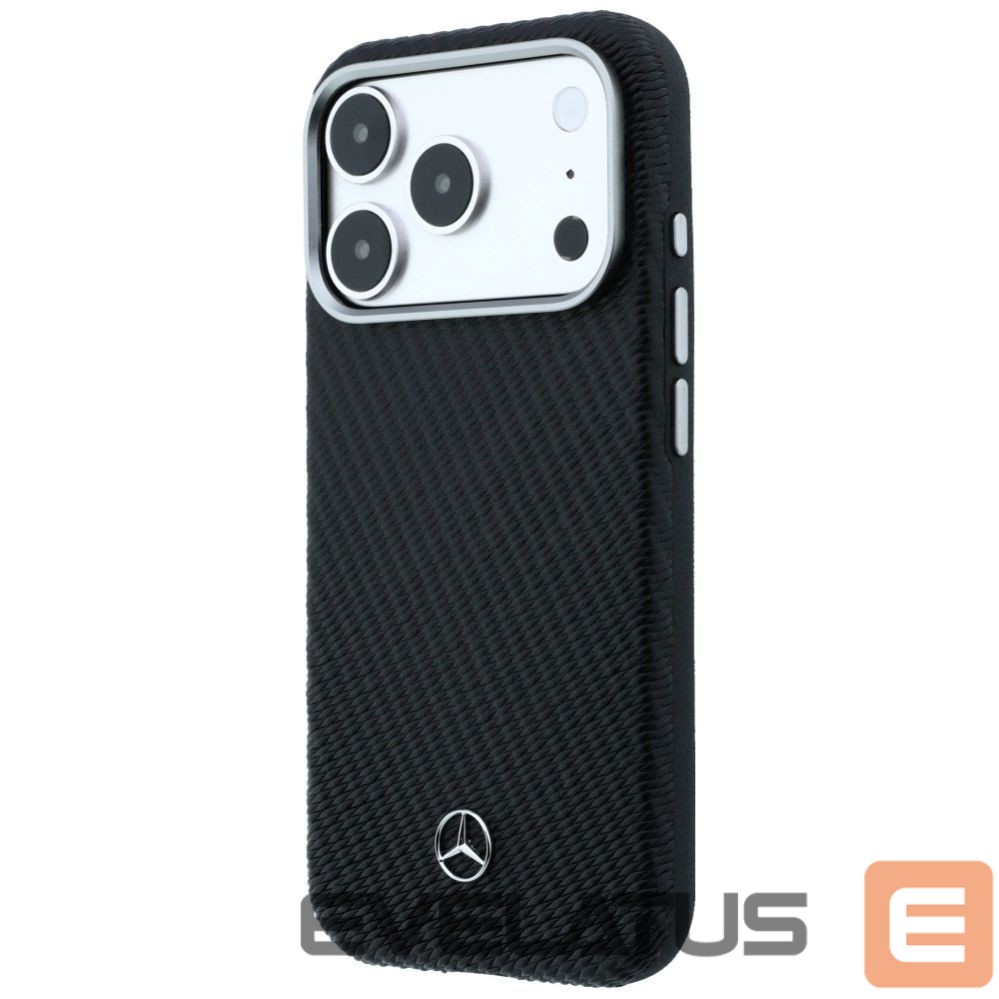 Kitos prekės Mercedes-Benz Mercedes Leather Semi Wrap Wood Effect MagSafe Case for iPhone 17 Pro Max - Black