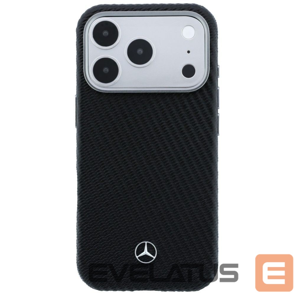 Kitos prekės Mercedes-Benz Mercedes Leather Semi Wrap Wood Effect MagSafe Case for iPhone 17 Pro Max - Black