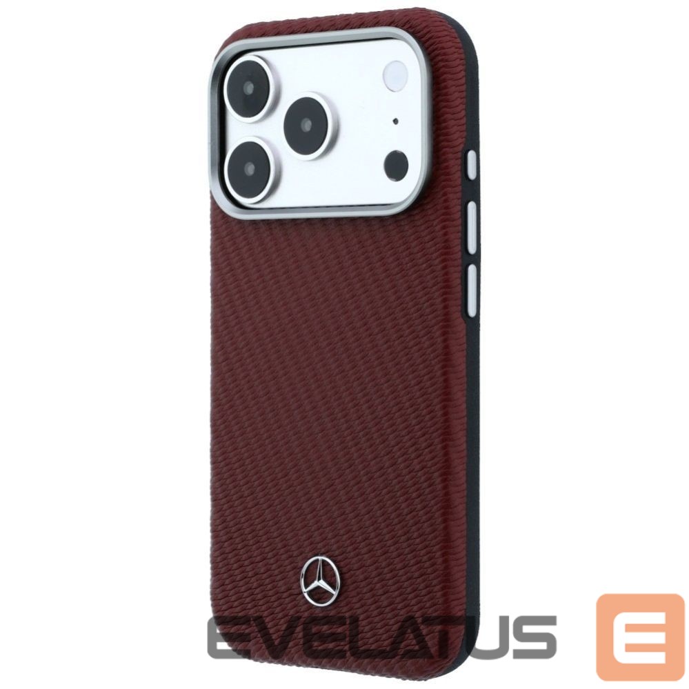 Kitos prekės Mercedes-Benz Mercedes Leather Semi Wrap Wood Effect MagSafe Case for iPhone 17 Pro Max - Red
