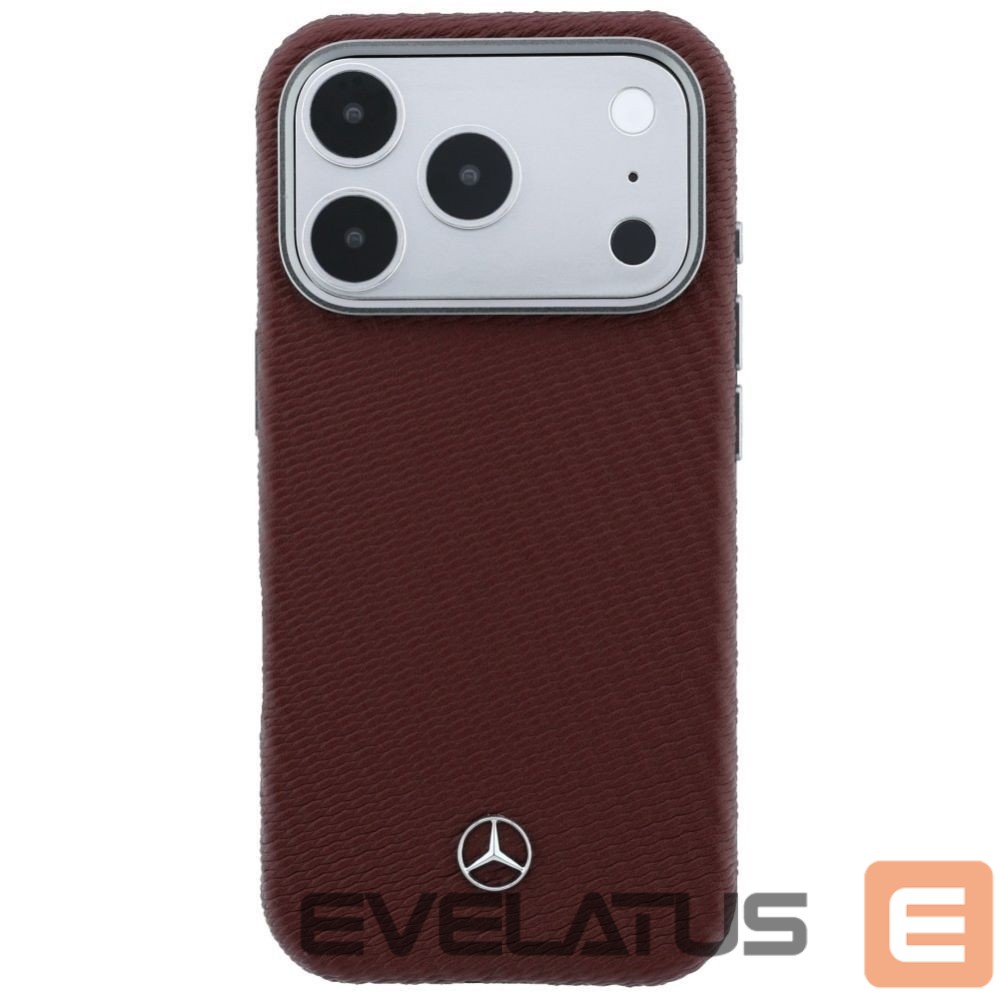 Kitos prekės Mercedes-Benz Mercedes Leather Semi Wrap Wood Effect MagSafe Case for iPhone 17 Pro Max - Red