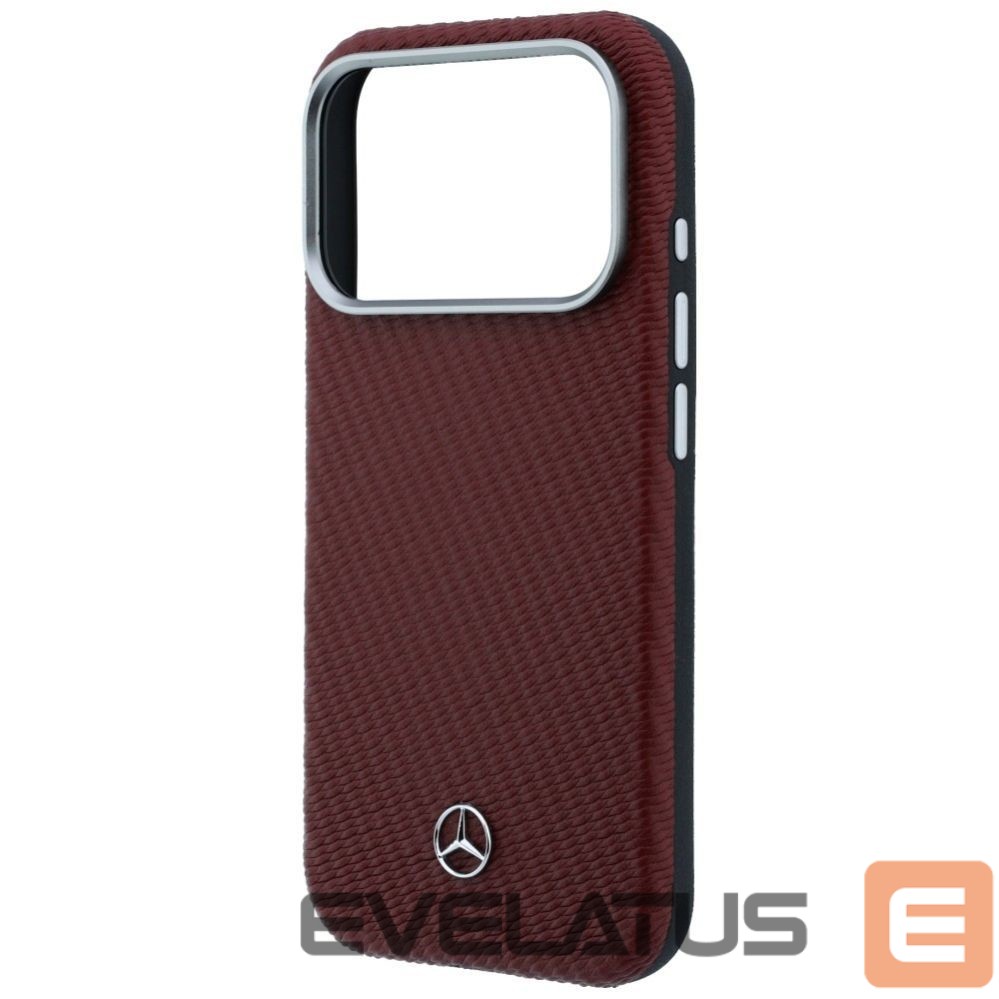 Kitos prekės Mercedes-Benz Mercedes Leather Semi Wrap Wood Effect MagSafe Case for iPhone 17 Pro Max - Red
