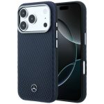 Kitos prekės Mercedes-Benz  Mercedes Leather Semi Wrap Wood Effect MagSafe Case for iPhone 17 Pro Max - Navy Blue 