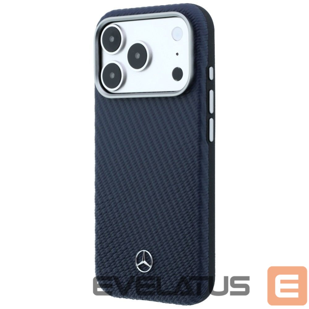 Kitos prekės Mercedes-Benz Mercedes Leather Semi Wrap Wood Effect MagSafe Case for iPhone 17 Pro Max - Navy Blue