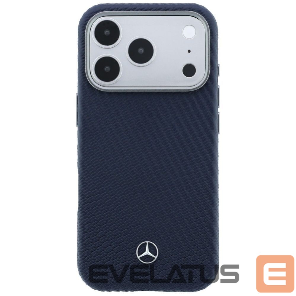 Kitos prekės Mercedes-Benz Mercedes Leather Semi Wrap Wood Effect MagSafe Case for iPhone 17 Pro Max - Navy Blue