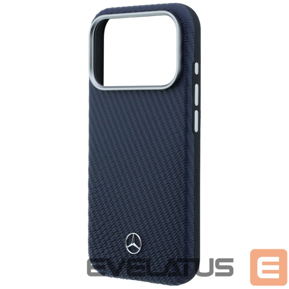 Kitos prekės Mercedes-Benz Mercedes Leather Semi Wrap Wood Effect MagSafe Case for iPhone 17 Pro Max - Navy Blue