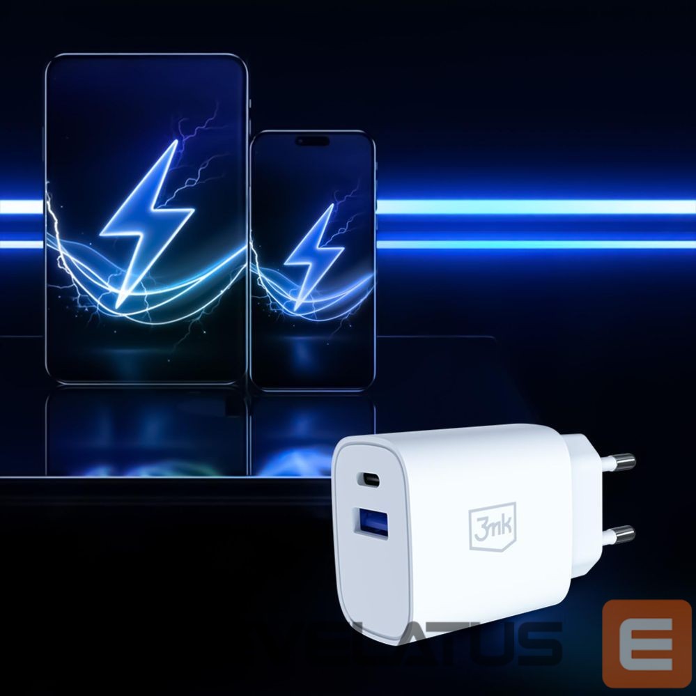 Kitos prekės 3MK 3mk FlowPower 30W 1A1C PD 3.0 QC4+ Wall Charger - White