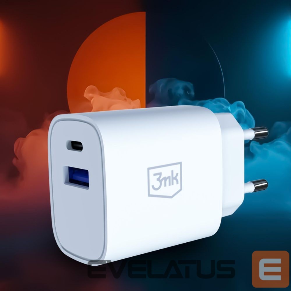 Kitos prekės 3MK 3mk FlowPower 30W 1A1C PD 3.0 QC4+ Wall Charger - White
