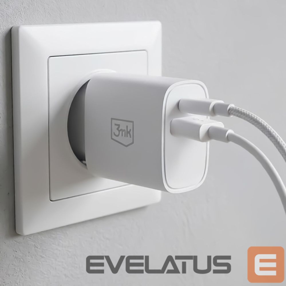 Kitos prekės 3MK 3mk FlowPower 30W 1A1C PD 3.0 QC4+ Wall Charger - White