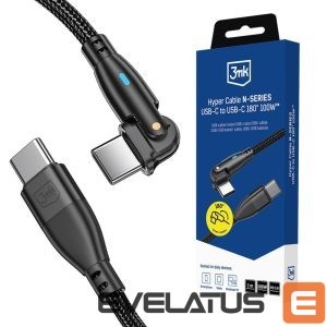 Kitos prekės 3MK  3mk Hyper Cable N-SERIES USB-C / USB-C 1m PD 3.0 QC 3.0 20V / 5A 100W - black 