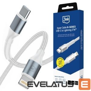 Kitos prekės 3MK  3mk Hyper Cable N-SERIES USB-C / Lightning 1m PD 3.0 9V / 3A 27W - white 