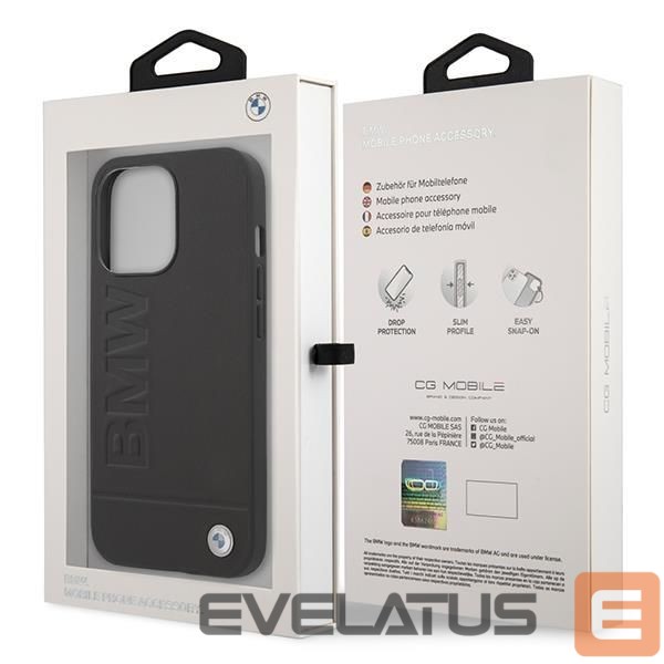 Nugarėlės dėklai BMW Etui BMW BMHMP14LSLLBK iPhone 14 Pro 6,1" czarny/black hardcase Signature Logo Imprint Magsafe