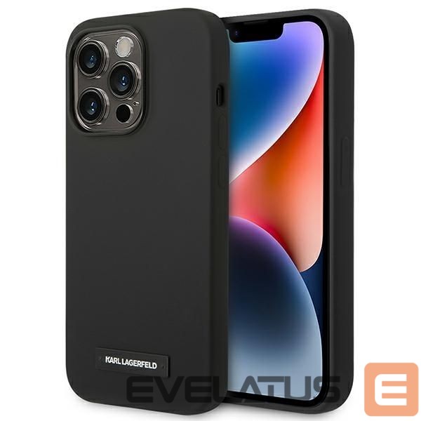 Nugarėlės dėklai Karl Lagerfeld Karl Lagerfeld KLHMP14LSLMP1K iPhone 14 Pro 6,1" hardcase czarny/black Silicone Plaque Magsafe