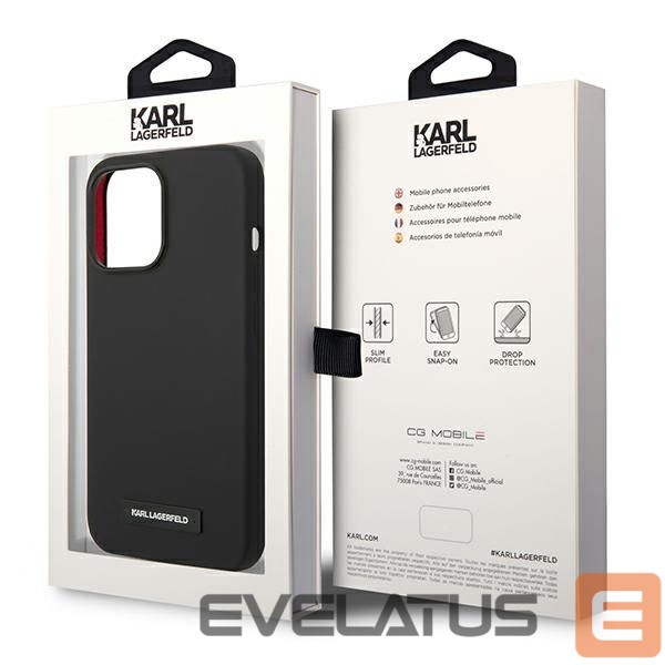 Nugarėlės dėklai Karl Lagerfeld Karl Lagerfeld KLHMP14LSLMP1K iPhone 14 Pro 6,1" hardcase czarny/black Silicone Plaque Magsafe