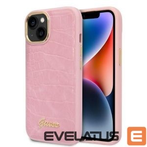 Nugarėlės dėklai Guess  Guess Croco Collection case for iPhone 14 - pink 