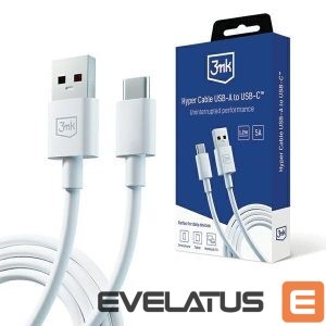 Kabelis 3MK  3MK Hyper Cable USB-A to USB-C 5A 60W 1.2m biały/white kabel 
