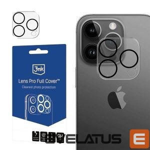 Apsauginiai stiklai 3MK  3MK Lens Pro Full Cover iPhone 14 Pro/14 Pro Max Szkło Hartowane na obiektyw aparatu z ramką montażową 1szt 