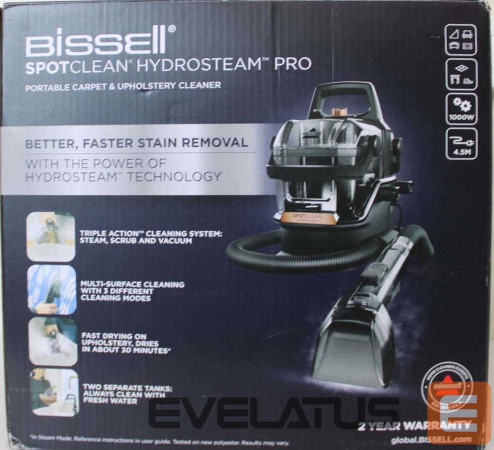 Dulkių siurblys Bissell SALE OUT. SpotClean HydroSteam Pro | Portable Carpet and Upholstery Cleaner | SpotClean HydroSteam Pro | Corded operating | Washing function | 1000 W | Black | 24 month(s) | DAMAGED PACKAGING, USED AND SCRATCHED