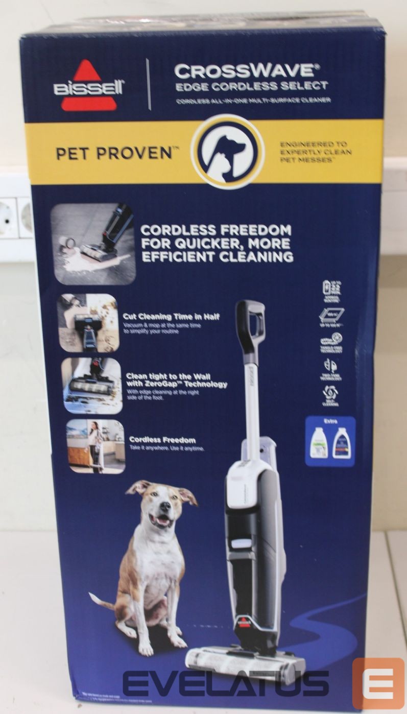 Dulkių siurblys Bissell SALE OUT. Vacuum Cleaner | CrossWave Edge Select | Cordless operating | Washing function | 25.9 V | Black/Warm White/Silver | UNPACKED,MISSING INNER PACKAGING