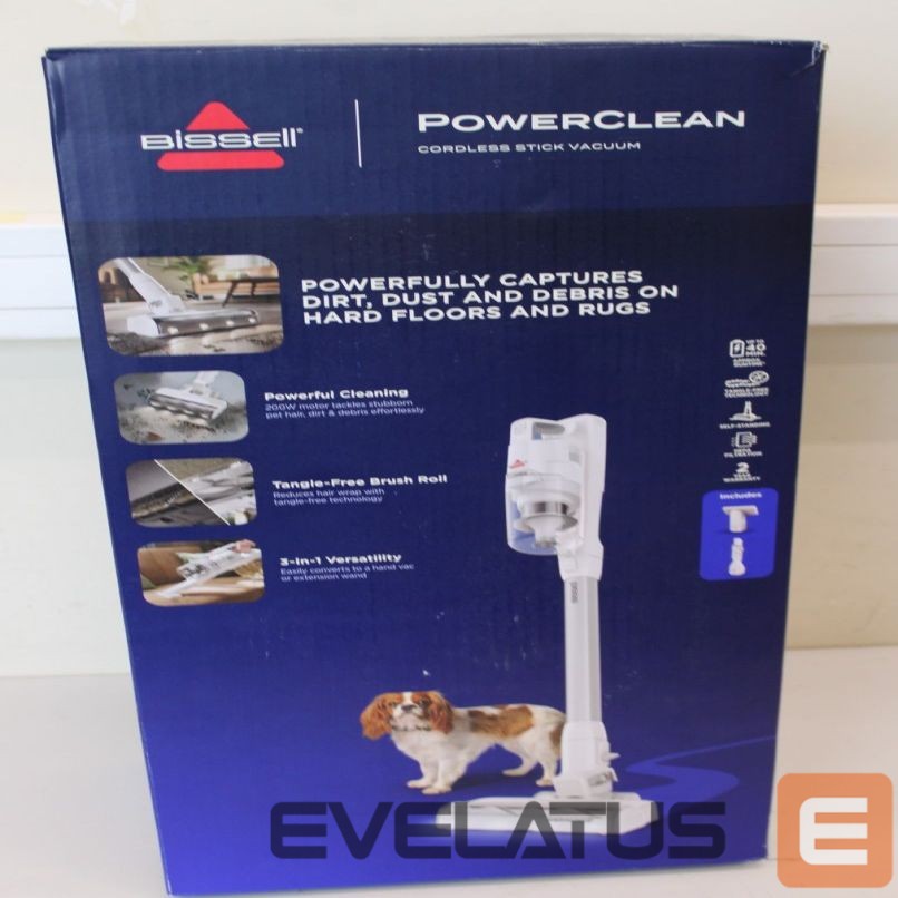 Dulkių siurblys Bissell SALE OUT. Stick Vacuum | PowerClean | Cordless operating | 200 W | Operating time (max) 40 min | Warm White/Gray/Sparkling Silver | Warranty 24 month(s) | USED, DIRTY, SCRATCHES, MISSING INNER PACKAGING