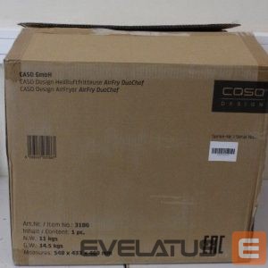 Stalo grotelės Caso  SALE OUT.  03186 Air Fryer Duo Chef, Total capacity 14L, 2200W, Black |  Air Fryer | DuoChef | Power 2200 W | Capacity 14 L | Black | UNPACKED, DAMAGED PACKAGING, SCRATCHED ON CORPUS, DENT ON FRONT | 24 month(s) 